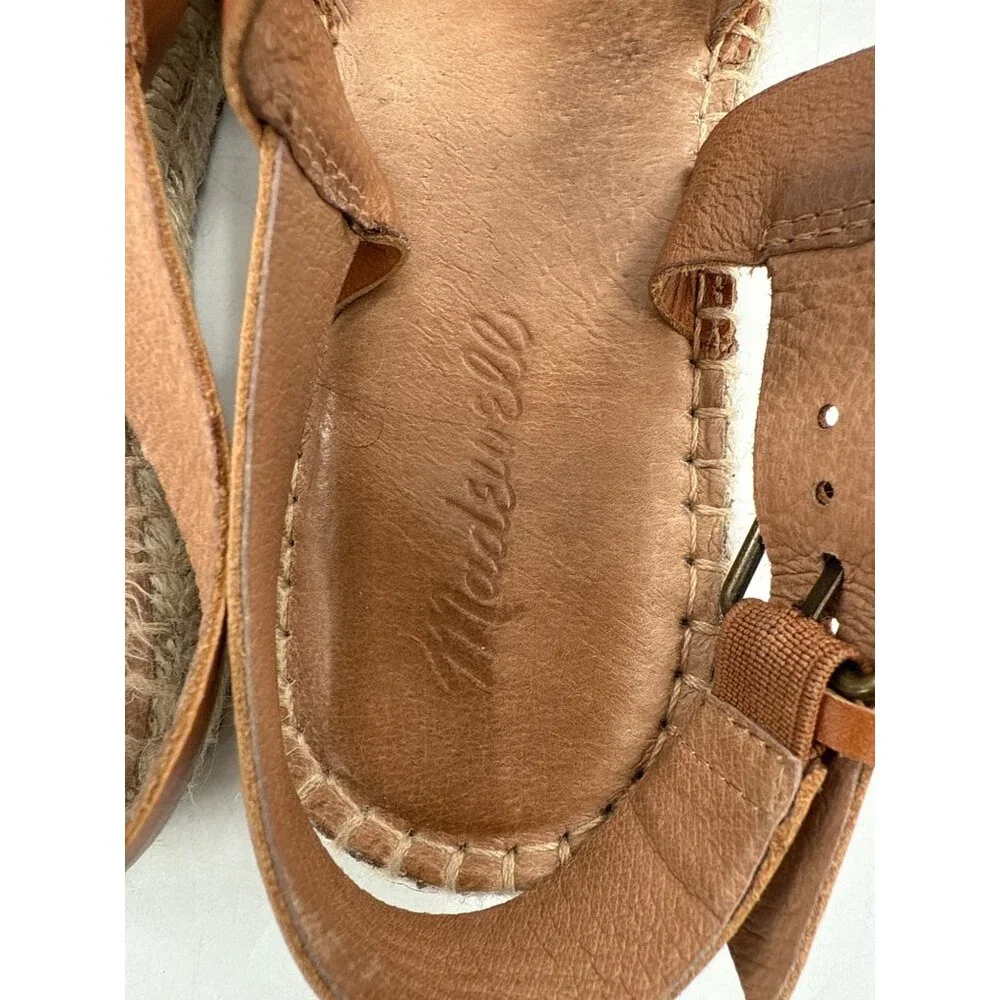 Madewell The Malia Espadrille Sandal Womens Leather Brown size‎ 9
